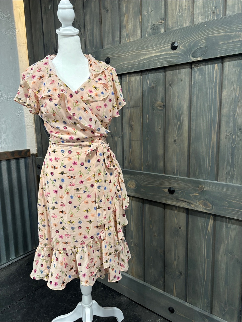 Betsey Johnson Wrap Dress in Blush Pink